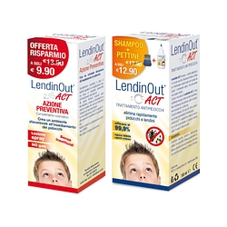 Lendinout act kit antipidocchi shampoo 150 ml + pettine + spray azione preventiva 100 ml