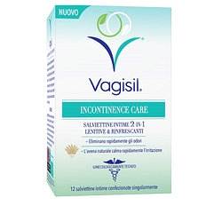 Vagisil incontinence care salviettine intime 2 in1 lenitive & rinfrescanti 12 pezzi