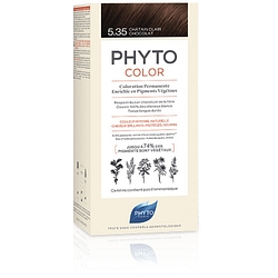 Phytocolor 5,35 castano chiaro cioccolato latte + crema + maschera + foglietto illustrativo + 1 paio di guanti