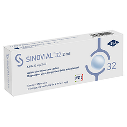 Siringa intra articolare sinovial 32 acido ialuronico 1,6% 32 mg/2 ml 1 fs + ago gauge 21 1 pezzo