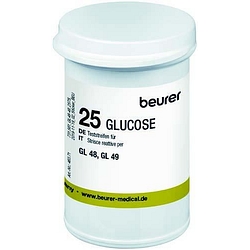 Strisce misurazione glicemia beurer per glucometro gl48/gl49 in flacone 25 pezzi