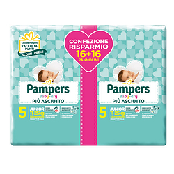 Pampers baby dry pannolini duo downcount junior 32 pezzi