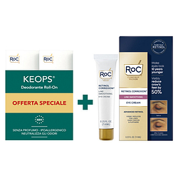 Roc keops deodorante roll on 48 h bipack 30 ml + correxion line smoothing eye cream 7,4 ml in omaggio