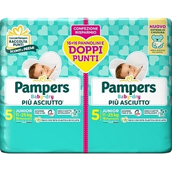 Pampers baby dry pannolino duo downcount junior 32 pezzi