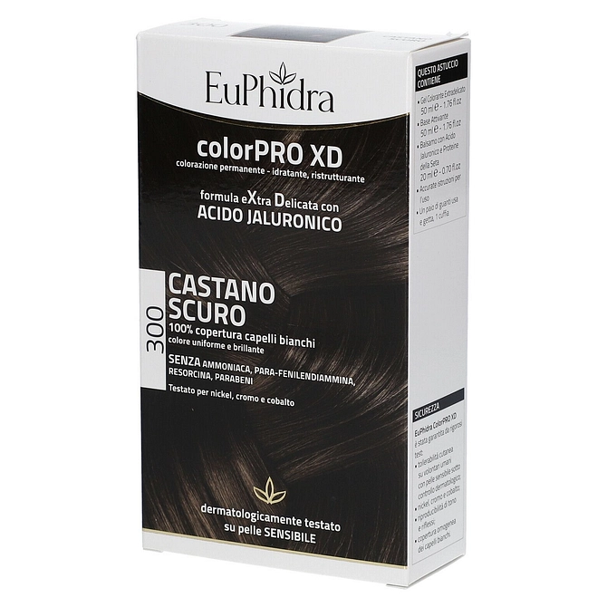 Euphidra Colorpro Xd 300 Castano Scuro Gel Colorante Capelli In Flacone + Attivante + Balsamo + Guanti