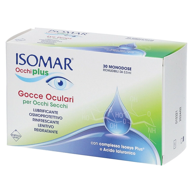Isomar Occhi Plus Gocce Oculari Per Occhi Secchi All'acido Ialuronico 0,25% 30 Flaconcini Monodose