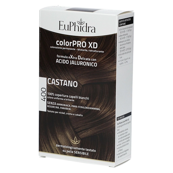 Euphidra Colorpro Xd 400 Castano Gel Colorante Capelli In Flacone + Attivante + Balsamo + Guanti