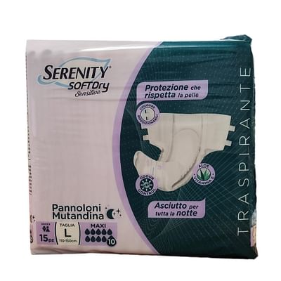 SET 6 SERENITY PANNOLONI SAGOMATI MAXI NOTTE 15 PEZZI