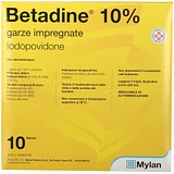 Betadine 10 garze 10 cm x 10 cm 250 mg