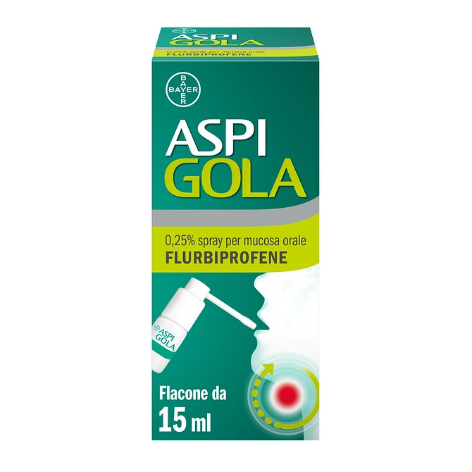 Aspi Gola Spray Antinfiammatorio Per Gola Infiammata, Faringite E Mal Di Gola Con Flurbiprofene 15ml