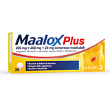 Maalox plus 30 cpr mast 200 mg + 200 mg + 25 mg
