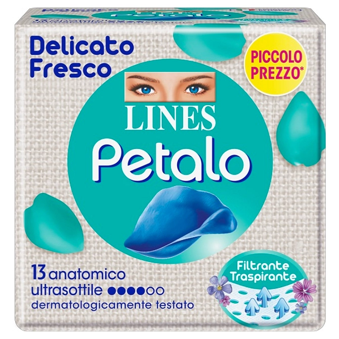 Lines Petalo Blu Assorbente Anatomico 13 Pezzi