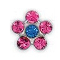 Inverness orecchini fiore rosa/zaffiro gambo titanio r804 st
