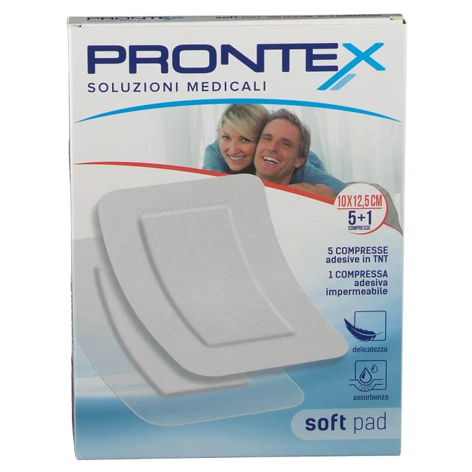 Garza Compressa Prontex Soft Pad 10 X12,5 6 Pezzi (5 Tnt + 1 Impermeabile Aqua Pad)