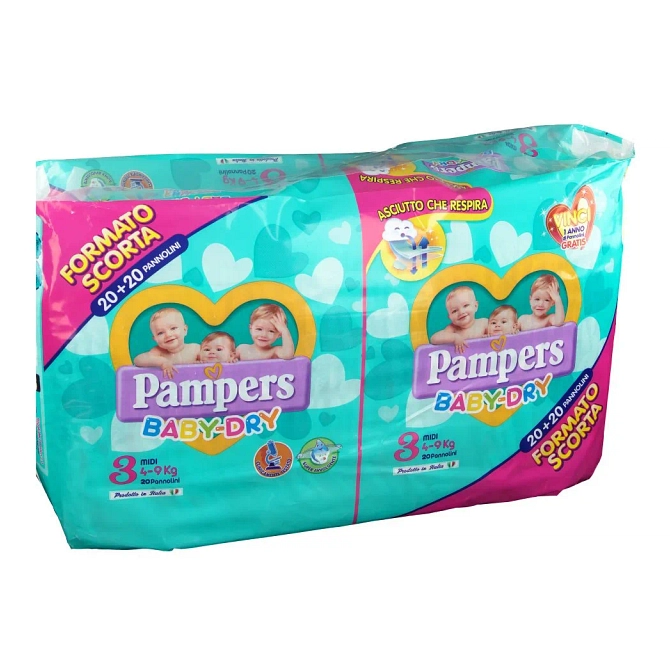 Pampers Baby Dry Duo Downcount Midi 40 Pezzi