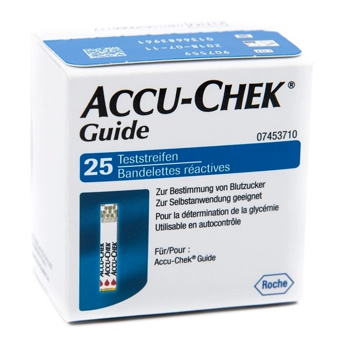 Accu Chek Guide 25 Strips Retail Strisce Per La Misurazionedella Glicemia Accu Chek Guide 25 Pezzi Cod Retail