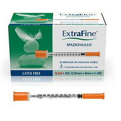 Siringa insulina extrafine 0,5 ml 100 ui ago gauge 30 30 pezzi