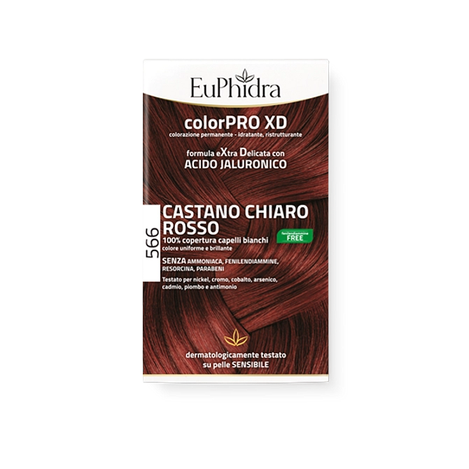 Euphidra Colorpro Gel Colorante Capelli Xd 566 Castano Chiaro Rosso 50 Ml + Attivante + Balsamo + Guanti