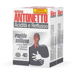 Digestivo antonetto acidita' e reflusso 80 compresse masticabili 2 astucci da 40 compresse